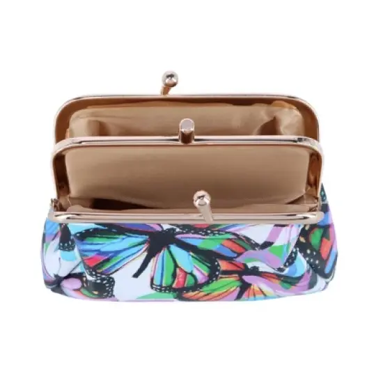 Buxton Women's Butterfly Printed Vegan Leather Triple Frame Coin Purse image {1}