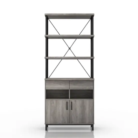 73.6" Skamania Rustic Bookcase Vintage Gray Oak - miBasics image {3}