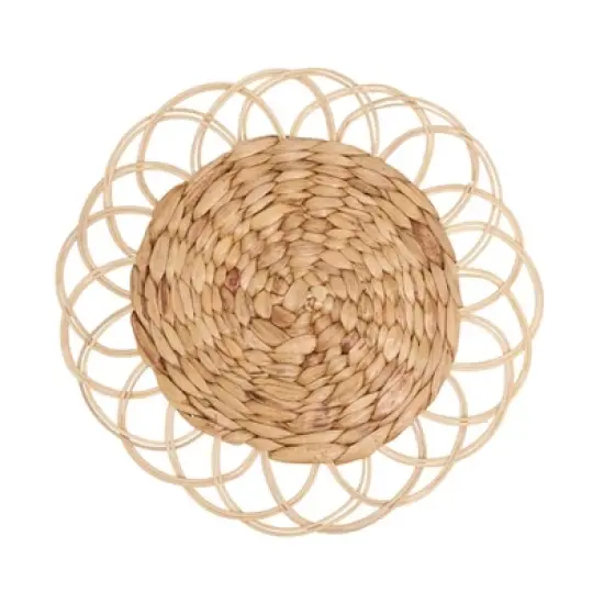 Saro Lifestyle Natural Blend Rattan and Hyacinth Charger Plate (Set of 4), 13"x13", Beige image {3}