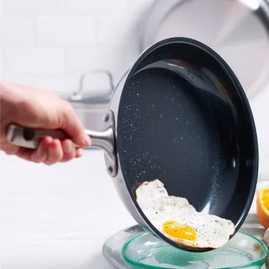 GreenPan Greenwich  12" Stainless Steel Frypan with Lid image {3}