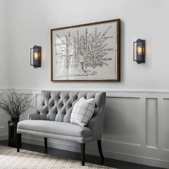 C Cattleya 2-Pack Matte Black Wall Sconce Vanity Light with Clear Glass Pane image {3}