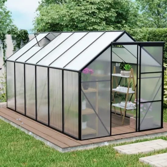Outdoor Patio 6x6 FT Greenhouse, Heavy Duty Walk-in Greenhouses, Greenhouse with Sliding Door, Greenhouse with Aluminum Frame-Coolbibila image {8}