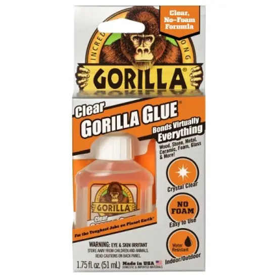 Gorilla Glue Clear -1.75oz: Super Glue for Wood, Glass, Metal, Stone & Ceramics, Dries Clear, 1.313" Length, 3.375" Width image {9}