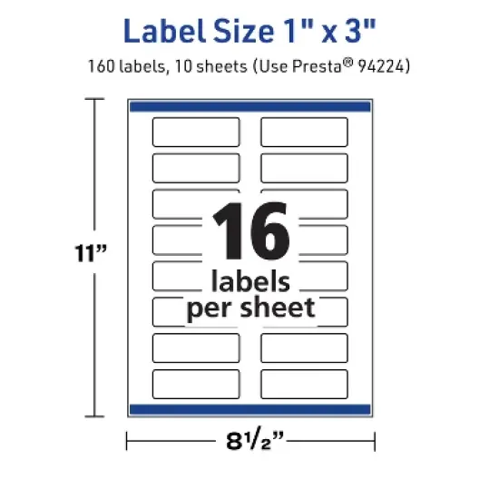 Avery TrueBlock Matte White Paper Labels,  1" x 3" Rectangle image {4}