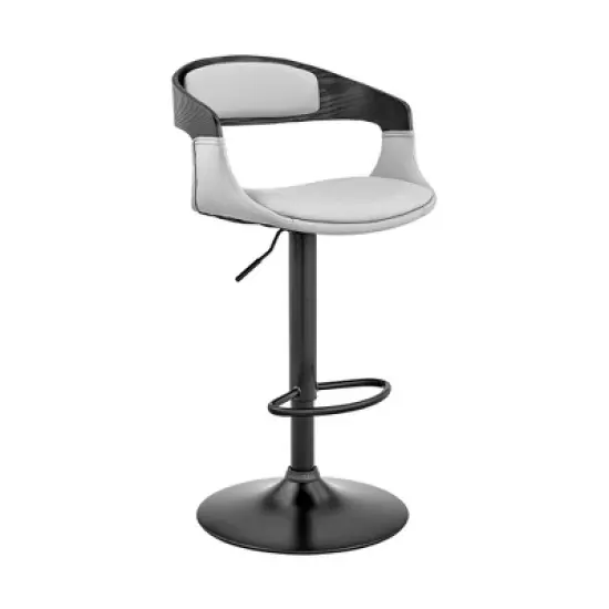 Benson Adjustable Counter Height Barstool with Faux Leather Seat - Armen Living image {7}