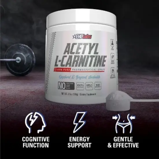 EHPlabs Acetyl L-Carnitine Powder &ndash; Fat Burner, Energy Booster, Brain & Heart Support &ndash; Vegan, Gluten-Free, 100 Servings image {5}