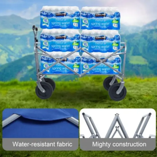 RISOKEYS Collapsible Utility Wagon Cart 360LBS Capacity with Adjustable Handle and Cup Holders for Camping, Grocery Shopping image {5}