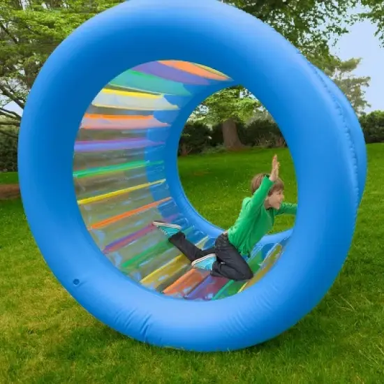 Hearthsong Roll With It Giant Inflatable Colorful Rolling Wheel for Active Outdoor Play image {5}