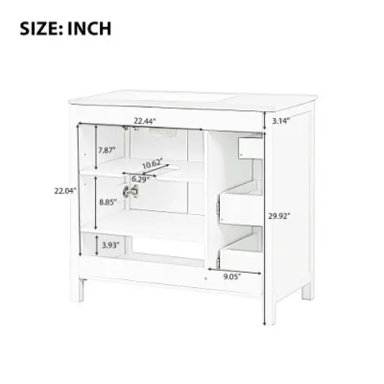 Whisen Bathroom Vanity with Sink, Freestanding Vanity with Drawers, cabinet and Open shelf image {12}