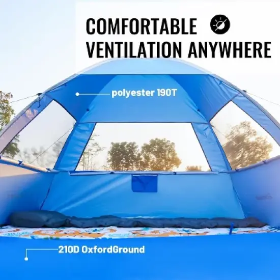 Boersma UPF 50+ Pop Up Beach Tent &ndash; Fits 4 people, easy setup, portable cabana with sun protection. Perfect for beach, camping, or outdoor shade. image {3}