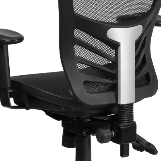 Flash Furniture Mid-Back Transparent Black Mesh Multifunction Executive Swivel Ergonomic Office Chair with Adjustable Arms image {4}
