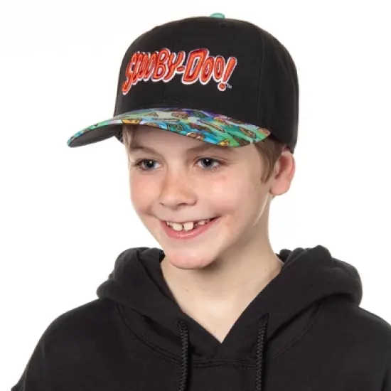 Scooby Doo Snack Time Tie-Dye Pre-Curved Bill Adjustable Snapback Hat Cap Black image {1}