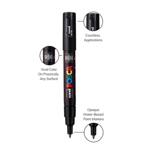 uniball POSCA 8pk PC-1M Water Based Paint Markers Extra Fine Tip 0.7mm image {2}