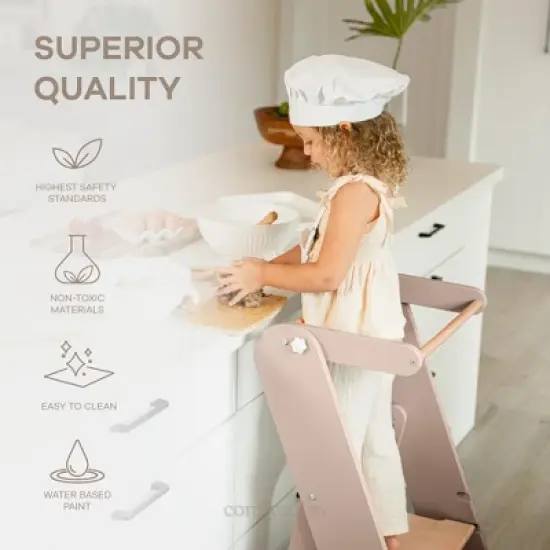 Comfy Cubs Kids Step Stool for Ages 3+, 3 Height Adjustable Toddler Tower for Kitchen Sink & Bathroom Access image {3}