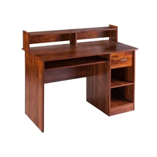 Essential Wood Computer Desk with Hutch - Onespace image {1}
