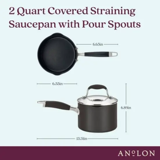 Anolon Advanced Home 2qt Hard Anodized Nonstick Saucepan with Straining Lid Onyx image {2}