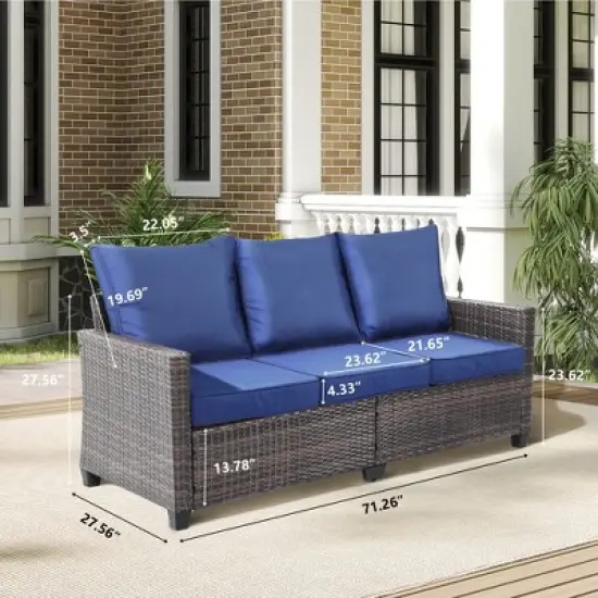 Decksplore Patio Furniture Set 3 Piece Wicker Outdoor Furniture All-Weather PE Rattan with Cushions image {8}