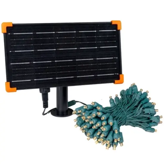 Novelty Lights 100 True Twinkle (100%) LED Solar Powered String Lights 4" Spacing Green Wire 44 Feet image {8}