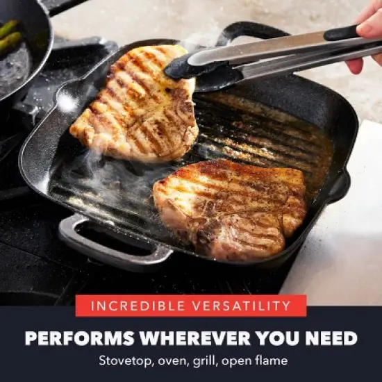 Bobby Flay 11" Cast Iron Square Grill with Dual Handles and Spouts image {5}