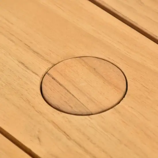 Decksplore 4/6 Person Rectangular Outdoor Dining Set, Teak Outdoor Dining Set with Rectangular Table & Umbrella Hole Non-Extension image {5}