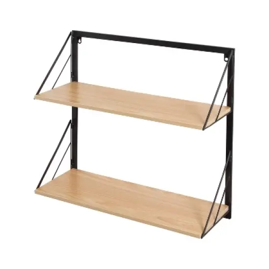Honey-Can-Do 2 Tier Laundry Shelf with Wood Light Oak image {5}
