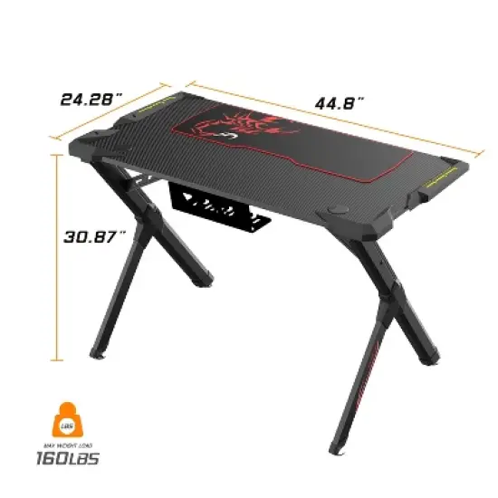 44x25 Gaming Desk with R-shaped Legs image {7}