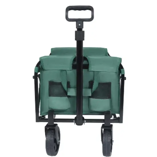 Expandable Dual-Layer Utility Wagon with 100% Extra Space - Grocery CartSupports 225lbs, Green image {2}