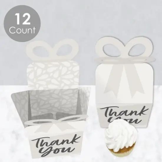 Big Dot of Happiness Champagne Elegantly Simple - Square Favor Gift Boxes - Guest Party Favors Bow Boxes - Set of 12 image {2}