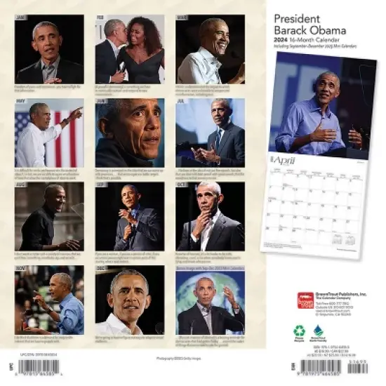 Browntrout 2024 Wall Calendar 12"x12" President Barack Obama image {1}