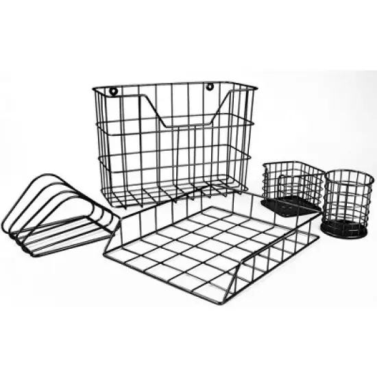 Sorbus Wire Metal 5 in 1 Desk Organizer Set - for Papers, Files, Writing Tools, and More image {6}