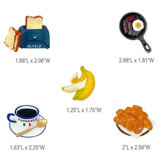 Wrapables 3D Resin Fridge Magnets, Food Simulation Refrigerator Magnets for Kitchen (Set of 5), Breakfast image {5}