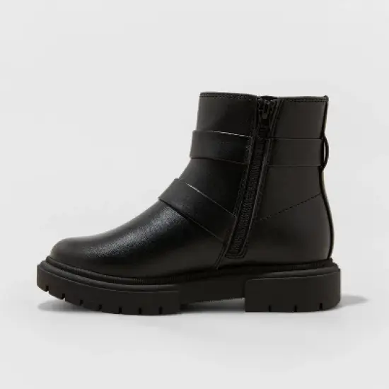 Girls' Cadi Zipper Moto Boots - art class&trade; Black image {1}