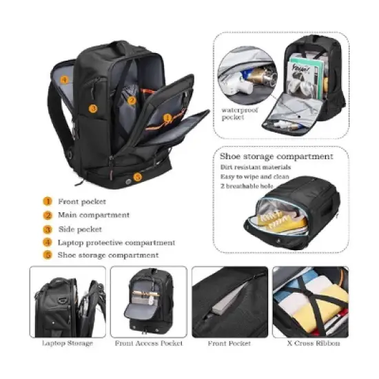 Summit Adventure Laptop Backpack Water Resistant Travel Rucksack image {1}