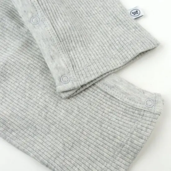 Honest Baby 3pc Ribbed Romper T-shirt & Bandana Bib set - Heather Gray image {2}