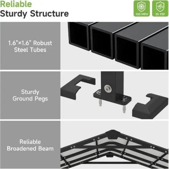 Real Relax Metal Carport, Heavy Duty Car Port, All-Weather Outdoor Storage Trucks, Boats, Cars, Galvanized Steel Roof, Vertical Stripe Design image {3}