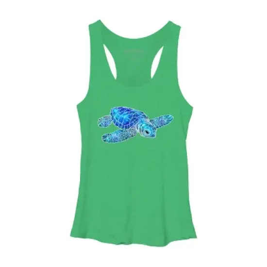 Women's Design By Humans Blue And Green Watercolor Sea Turtle By Maryedenoa Racerback Tank Top image {11}