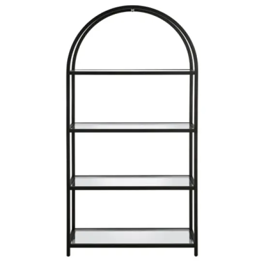 62 in. Arched Black Bronze Bookcase - Henn&Hart image {2}