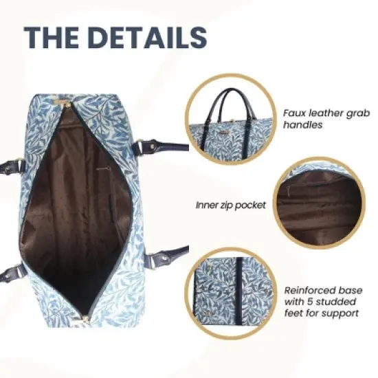 Signare USA William Morris Willow Bough Blue Floral Big Holdall/Duffel Bag image {5}