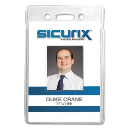 SICURIX SICURIX Badge Holder, Vertical, 2.75 x 4.13, Clear, 12/Pack image {1}