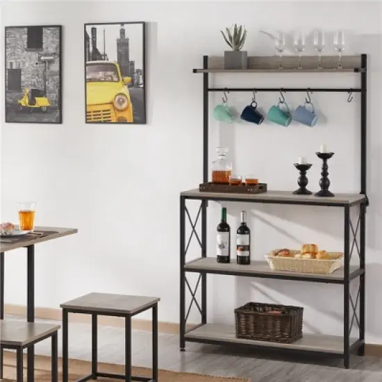Yaheetech 4-Tier Kitchen Storage Rack with 5 S Hooks image {1}