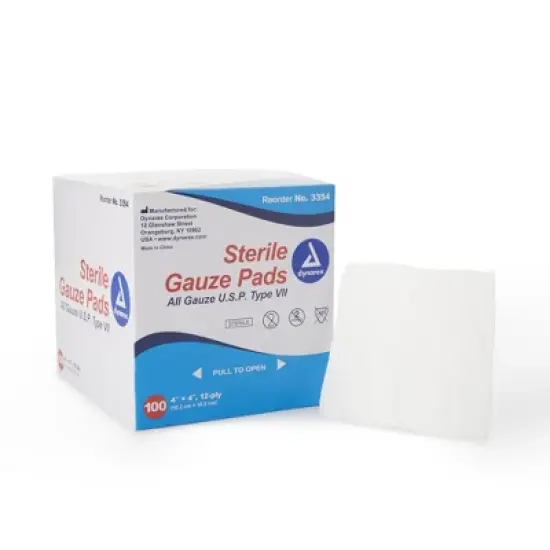 Dynarex Sterile Gauze Pads, Absorbent, 4 in x 4 in, 100 per Pack, 12 Packs, 1200 Total image {4}