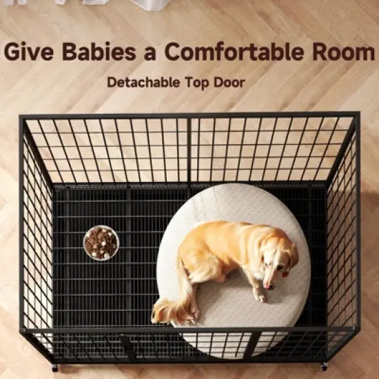 XBRIGH 42/38 Inch Dog Crates for Meidum Small Dogs Folding Metal Wire Cages Dog Kennels Pet Cage with Double-Door, Removable Tray White image {4}