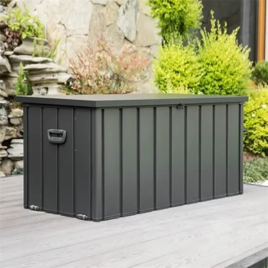 WELLFOR 100 gal Steel Deck Box Dark Gray image {9}