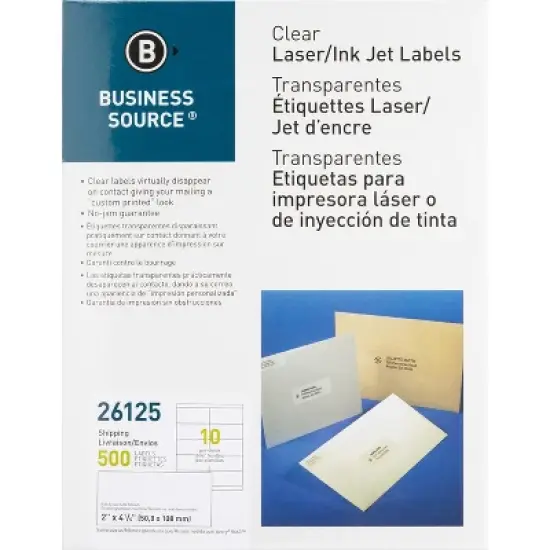 Business Source - Clear Shipping Labels - Clear - 4 1/4 in. - 500 Per Pack image {3}