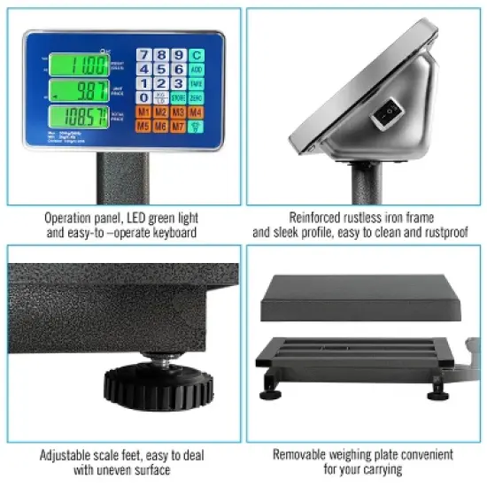 Costway 660lbs Weight Platform Scale Digital Floor Folding Scale Postal Shipping Mailing image {6}