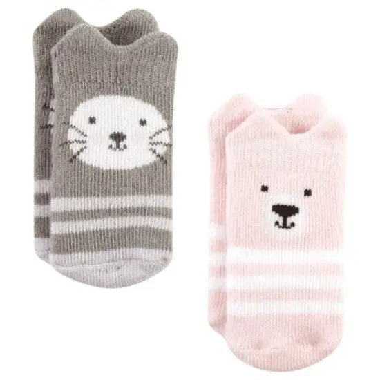 Hudson Baby Infant Girl Cotton Rich Newborn and Terry Socks, Girl Woodland 8-Pack image {2}