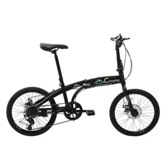 DSVIMOY 20-Inch Foldable Commuter Bicycle, 7-Speed Road Bike for Kids and Adults, Black, 33.86"*14.17"*24.8" image {4}