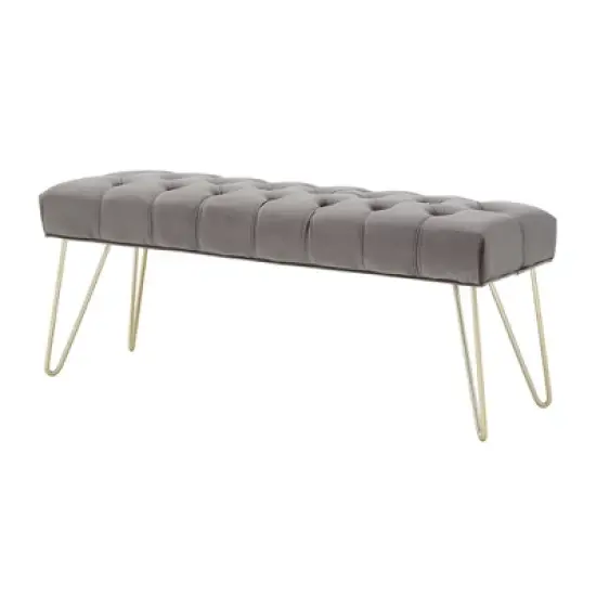 Hewett Velvet Tufted Metal Bench - Inspire Q image {8}