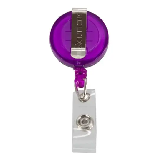 SICURIX Standard Round ID Badge Reel with Belt Clip & Strap, Translucent Assorted, Pack of 4 image {3}
