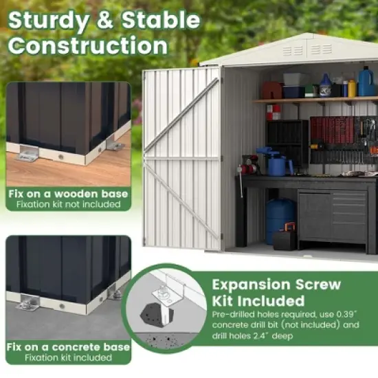 Costway 7 x 4 FT Metal Outdoor Storage Shed Snap-on Structures for Efficient Assembly image {9}